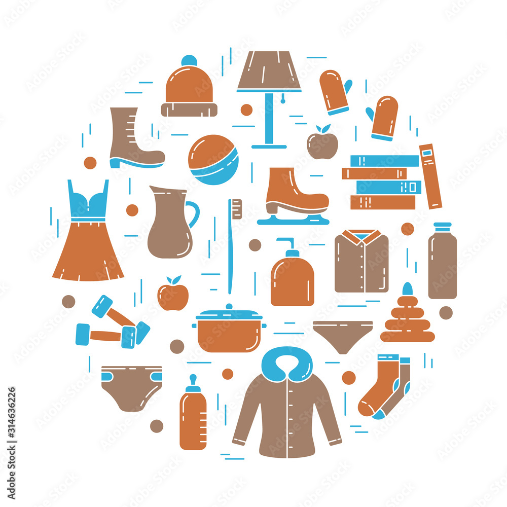 Online Shopping Product Categories Vector Icons Set, Modern Solid Stock  Illustration - Illustration of cloth, market: 95357320