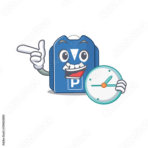 cartoon character style parking disc having clock photo