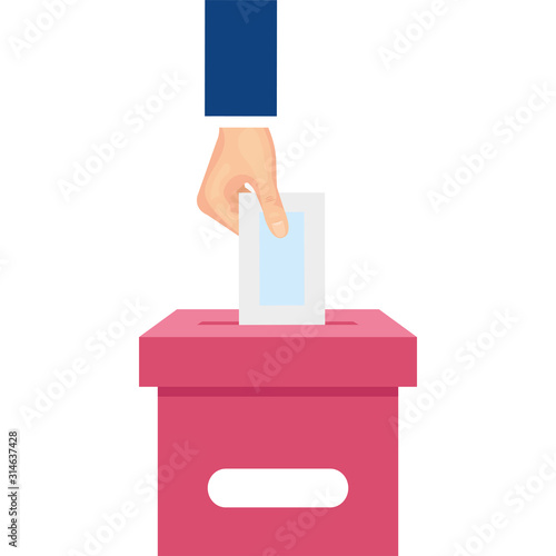 hand with ballot box isolated icon vector illustration design