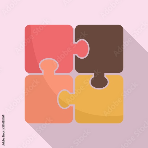 Development puzzle icon. Flat illustration of development puzzle vector icon for web design