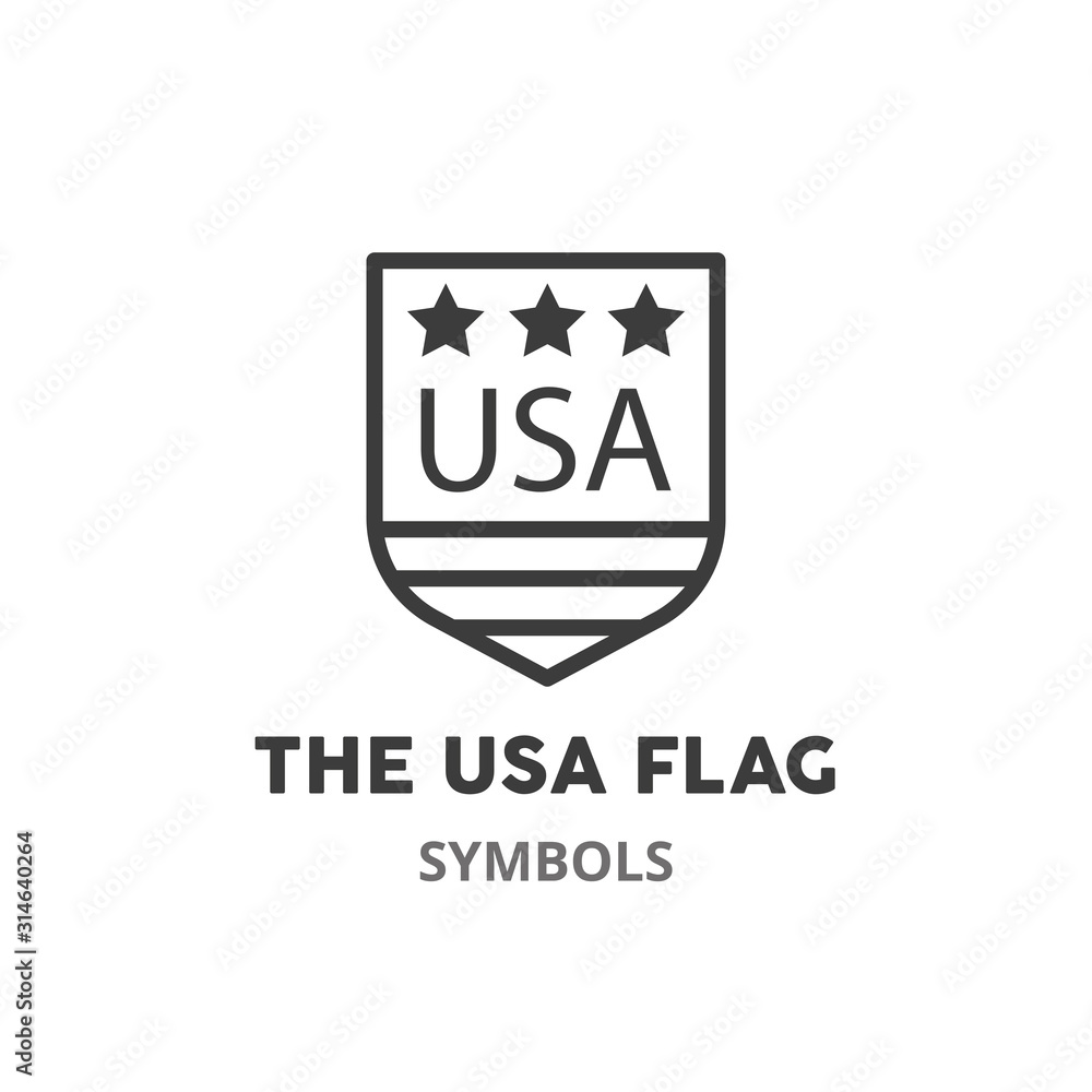 The USA flag  thin line icon. The USA symbols. Vector illustration symbol element for web design.
