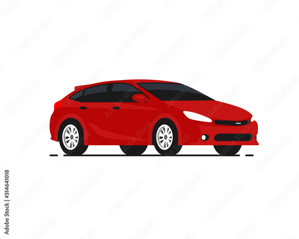 Car vector illustration. Rad hatchback. Vehicles transport. Auto Icon in flat style.