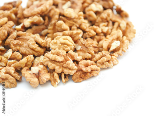 walnuts on a white background. healthy foods