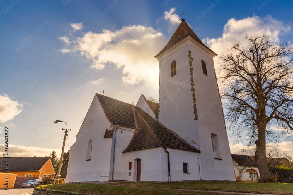 Roman church sv. Stepana in czech village Dolni Bukovsko. South Bohemian region. Czech Republic.