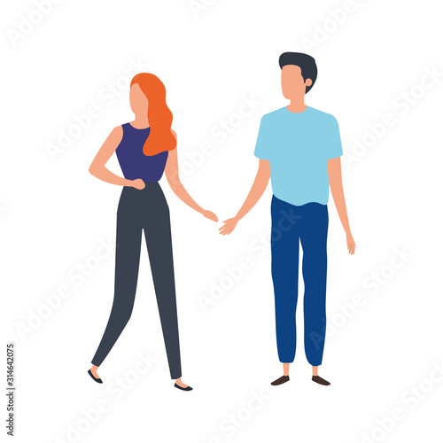 young couple avatar character icons vector illustration design