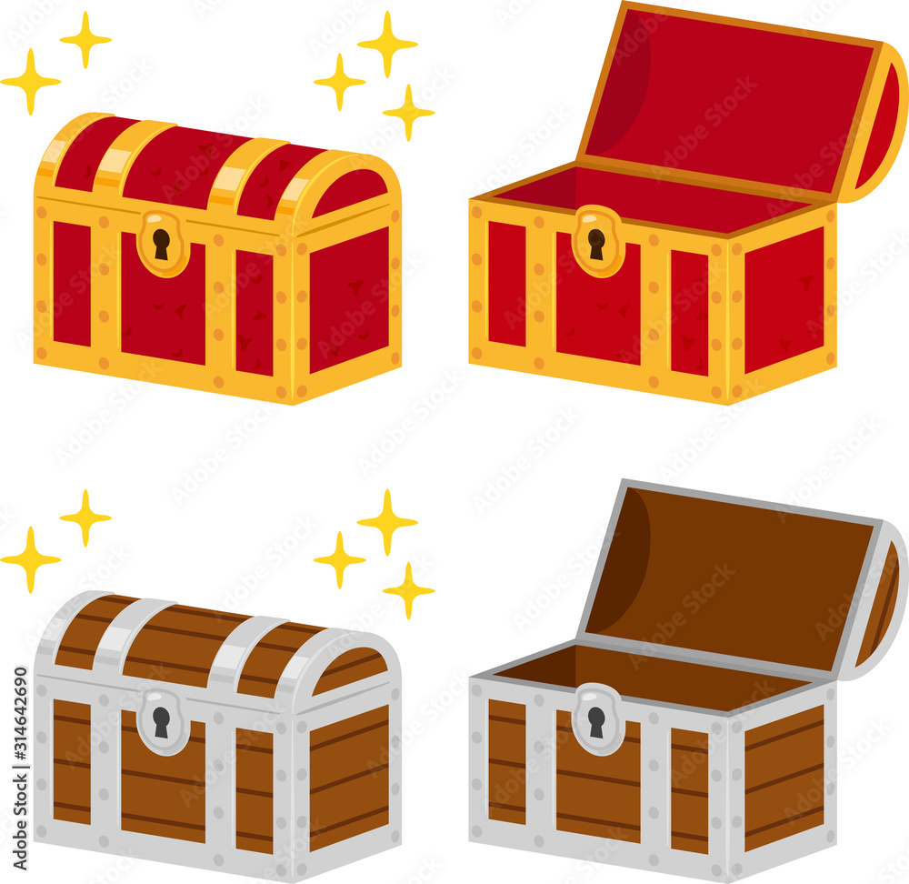 金の宝箱と銀の宝箱のセット Stock ベクター Adobe Stock