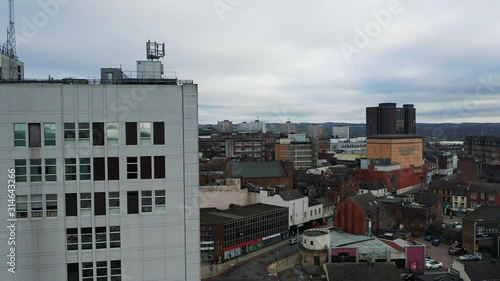 Wallpaper Mural Aerial view of high rise tower blocks, flats built in the city of Hanley, Stoke on Trent to accommodate the increasing population, council housing crisis, Immigration housing, Torontodigital.ca