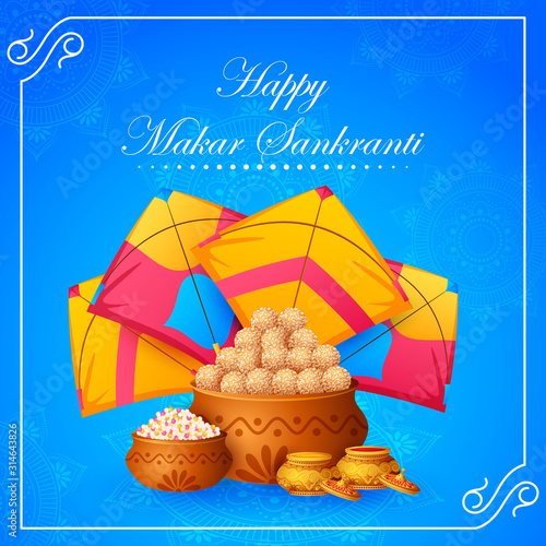 Delicious sweet and colorful kite for Indian festival, Makar Sankranti in vector