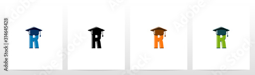 Graduation Hat On Letter Logo Design R