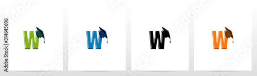 Graduation Hat On Letter Logo Design W