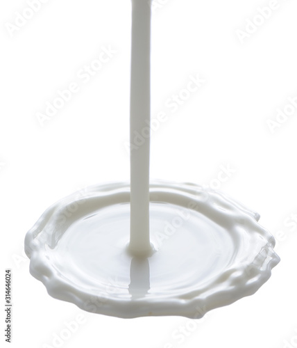 Pouring Milk On White Background