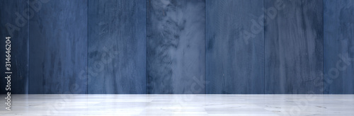 Wide Empty Room With Concrete Walls and Polished Marble Floor