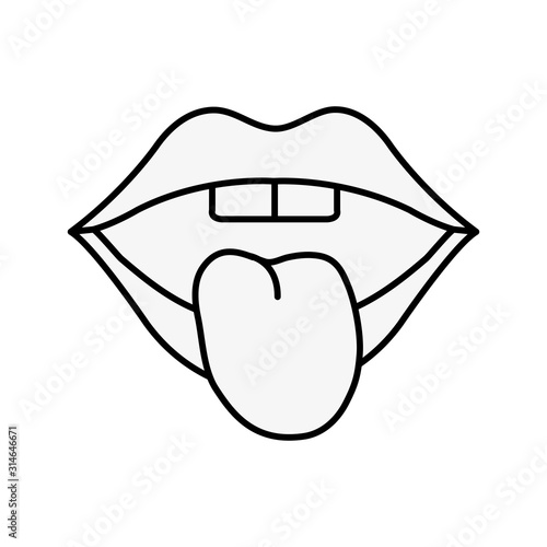 sexy mouth with tongue out pop art style icon vector illustration design