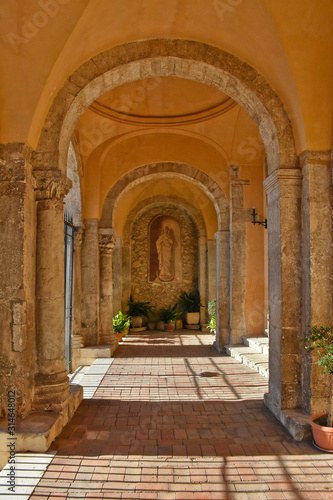 Veroli, Italy, 01/03/2020. Entrance porch in the cathedral © Giambattista