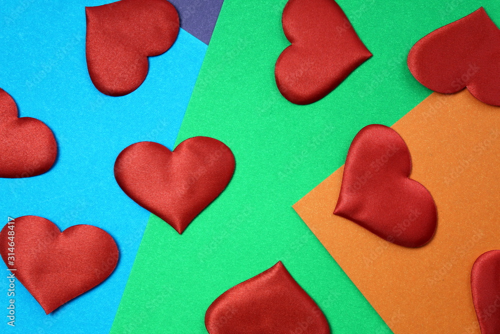 Obraz premium Texture a lot of hearts on a colorful bright background