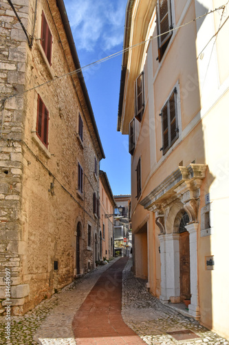 Veroli  Italy  01 03 2020. A narrow street between the old houses of a medieval village