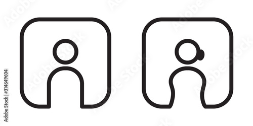 vector icon toilet male female in square rounded outline