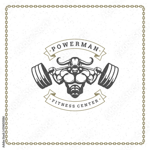 Fitness gym badge or emblem vector illustration.