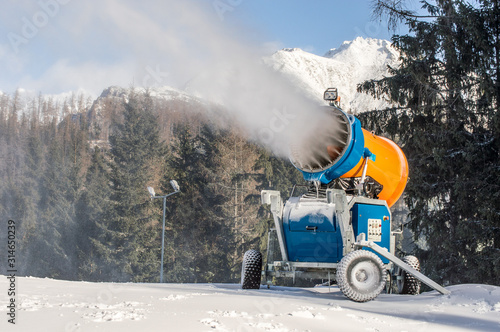 Snow cannons in the ski resort. 