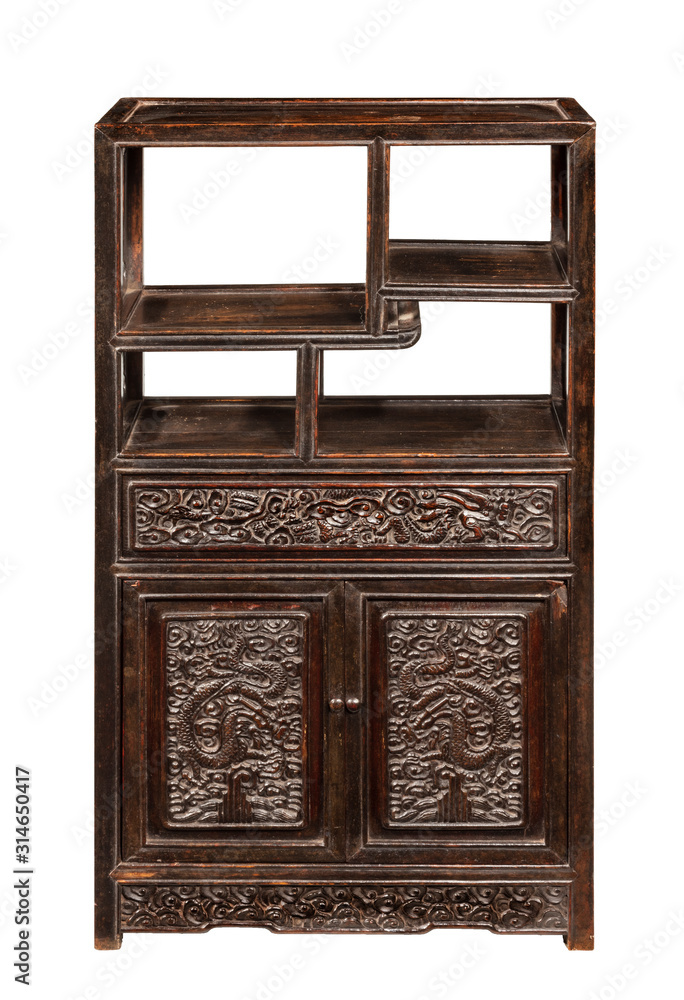 Chinese cabinet for display and storage isolated on white Chinese cabinet for display and storage isolated on white