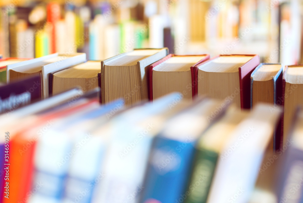 Books on a bookshelf in a library