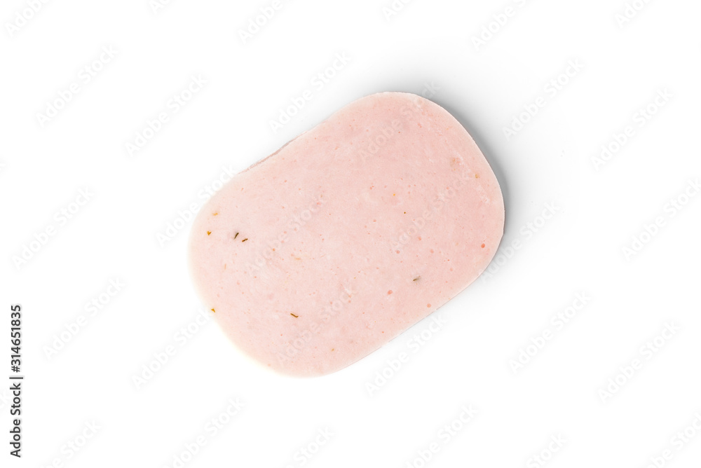 Chicken ham isolated on white background.