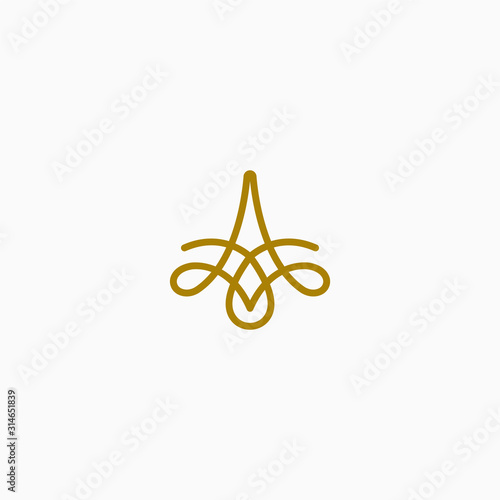 Letter A aesthetic Initial gold abstract logo design template vector illustration