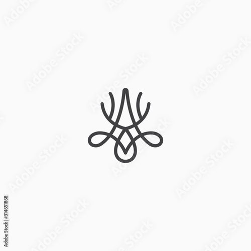 Letter A aesthetic abstract initial logo design template vector illustration