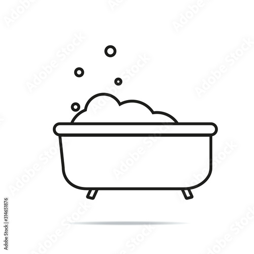 Bath with bubbles line icon. Linear style sign for mobile concept and web design. Bathtub outline vector icon. Symbol, logo illustration