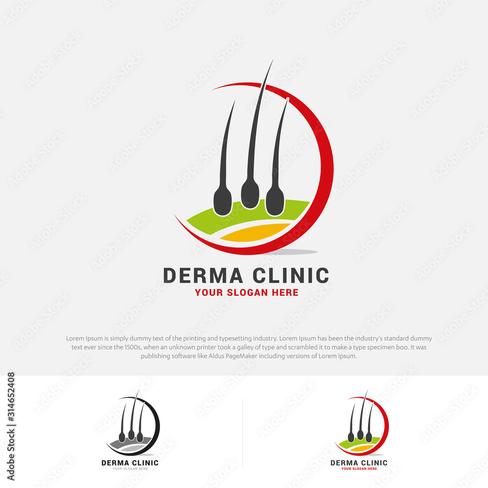 Hair care dermatology logo icon set with follicle symbols Alopecia treatment transplantation Vector illustration Hair care dermatology logo icon set with follicle symbols Alopecia treatment transplantation Vector illustration