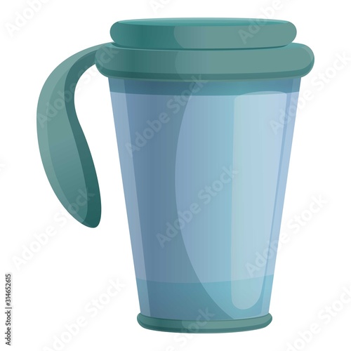 Thermo cup icon. Cartoon of thermo cup vector icon for web design isolated on white background