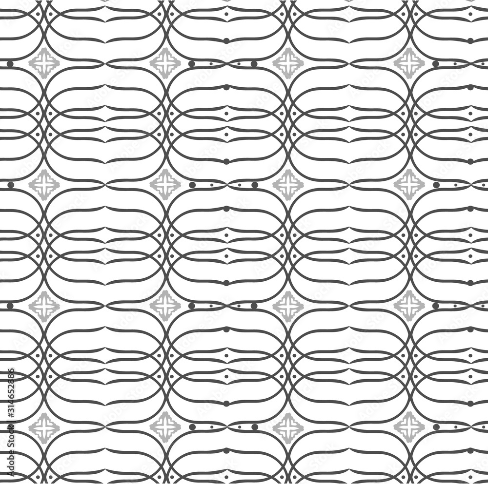 Hand drawn, interesting, overlapping, geometric shape, abstract, repeat pattern in monochrome. For packaging/ textile/fabric print. Hand drawn, interesting, overlapping, geometric shape, abstract, repeat pattern in monochrome. For packaging/ textile/fabric print.