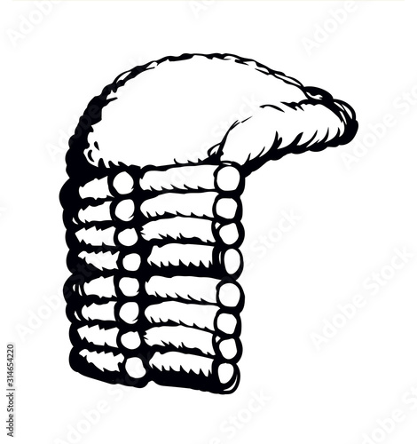 Vintage french wig. Vector drawing
