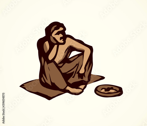 Beggar. Vector drawing
