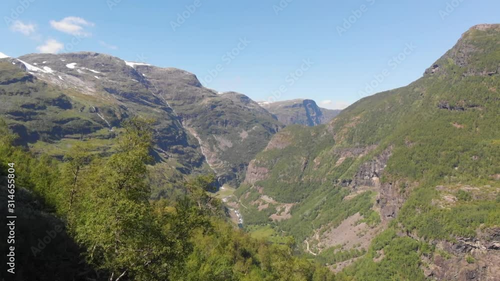 Reavealing flight over the valley from Myrdal station - Norway from above Reavealing flight over the valley from Myrdal station - Norway from above