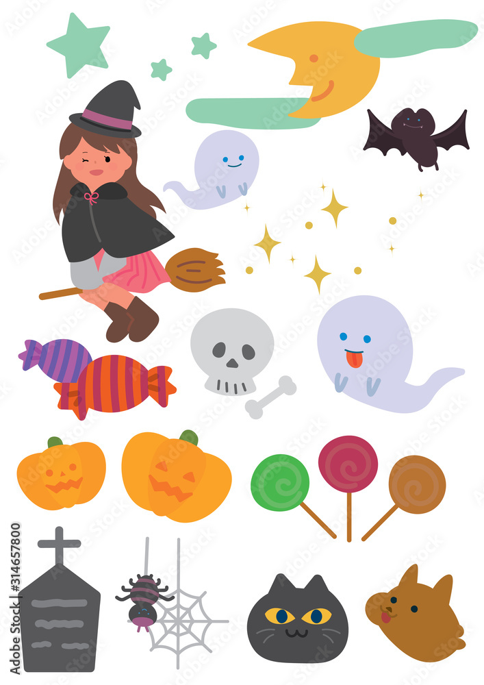10月 ハロウィンのイラストセット Stock Vector Adobe Stock