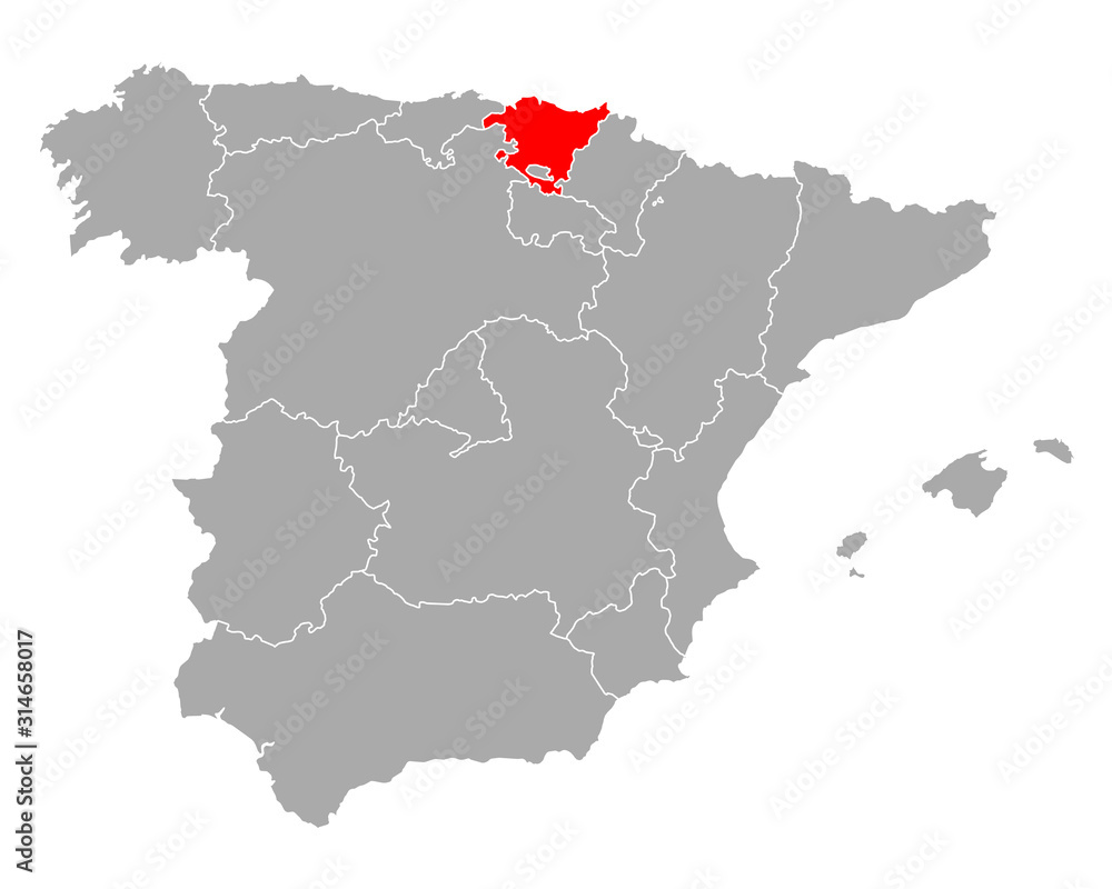 Karte von Baskenland in Spanien