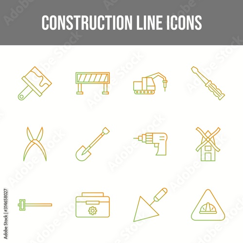 Beautiful Construction 12 Vector Icons.