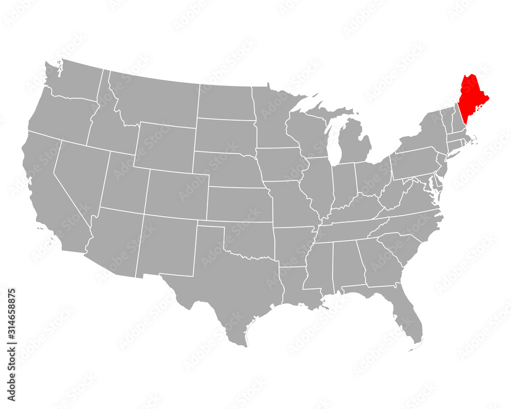 Karte von Maine in USA