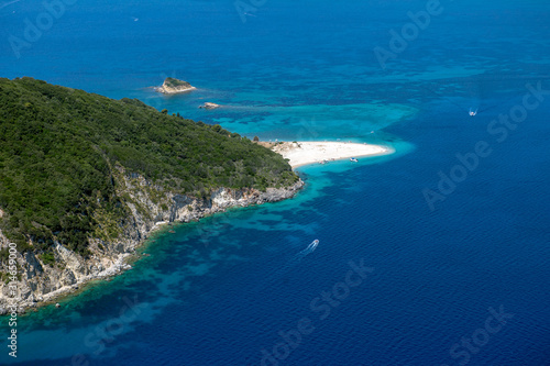 Marathonisi Island aerial shot, Zakynthos Greece