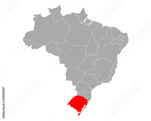 Karte von Rio Grande do Sul in Brasilien