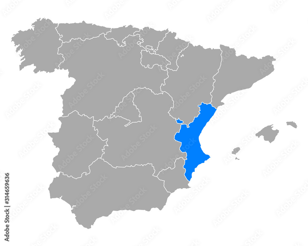 Naklejka premium Karte von Valencia in Spanien