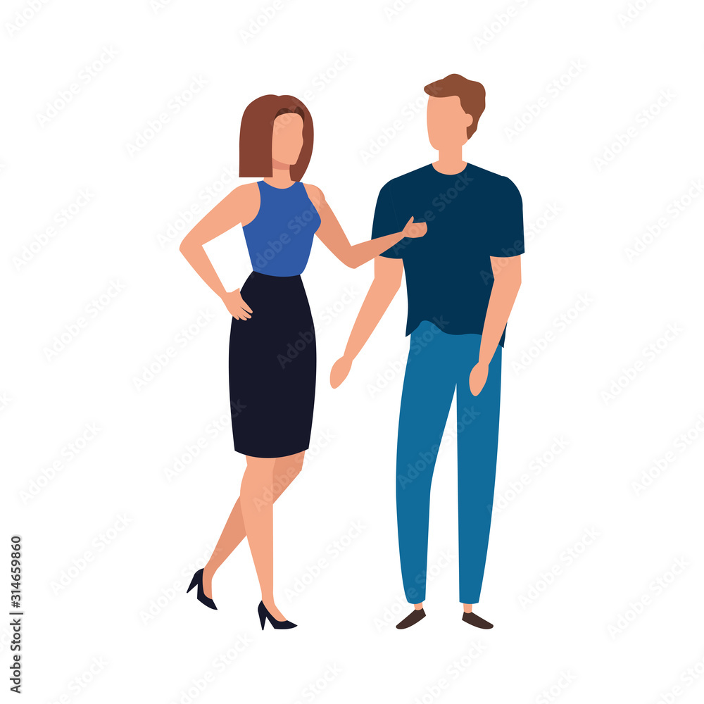 Fototapeta premium business couple elegant avatar character vector illustration design