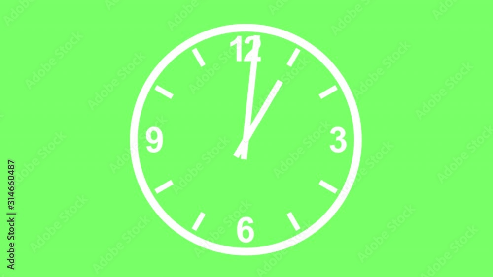 Clock Spinning, Watch Animation in 12 Hour Loop on Green Screen Clock Spinning, Watch Animation in 12 Hour Loop on Green Screen