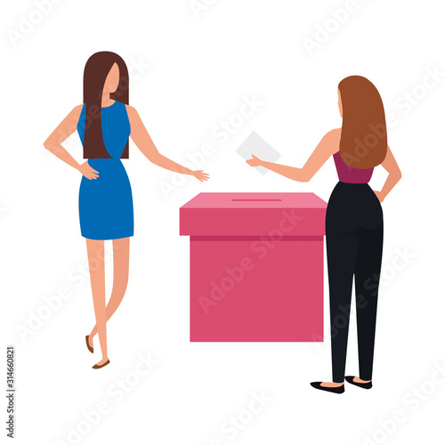 business women with ballot box isolated icon vector illustration design