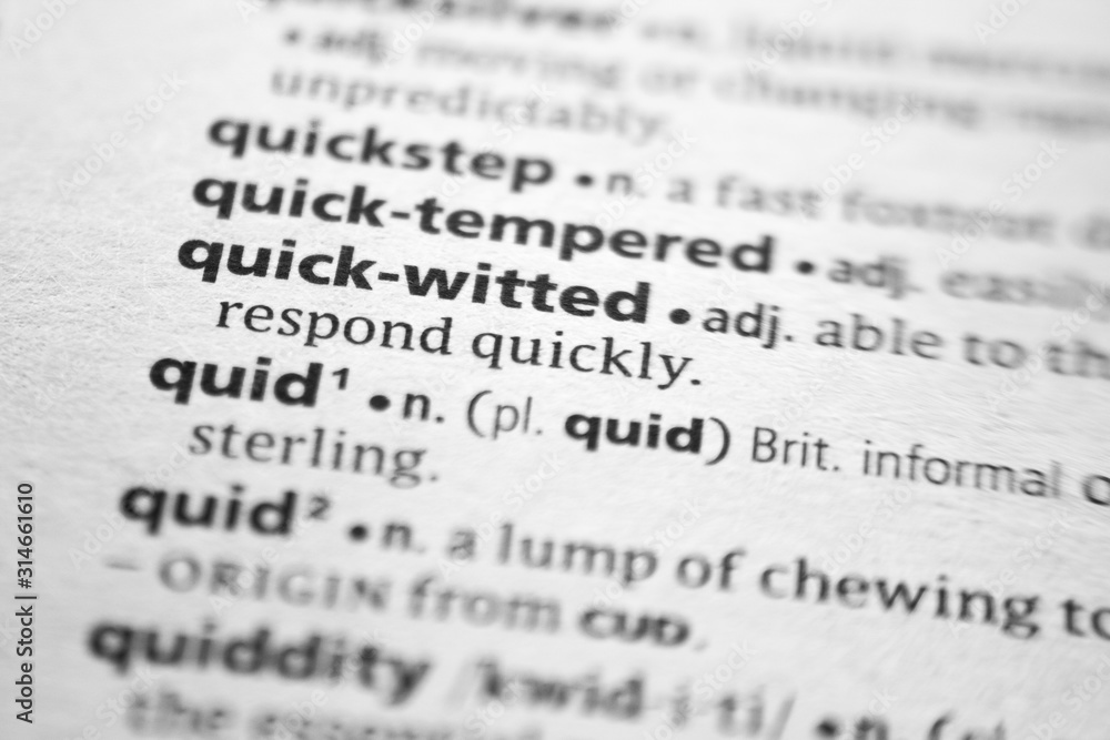 Word or phrase Quick-witted in a dictionary. Word or phrase Quick-witted in a dictionary.