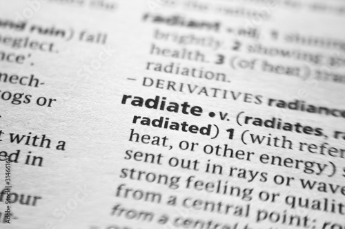 Word or phrase Radiate in a dictionary.