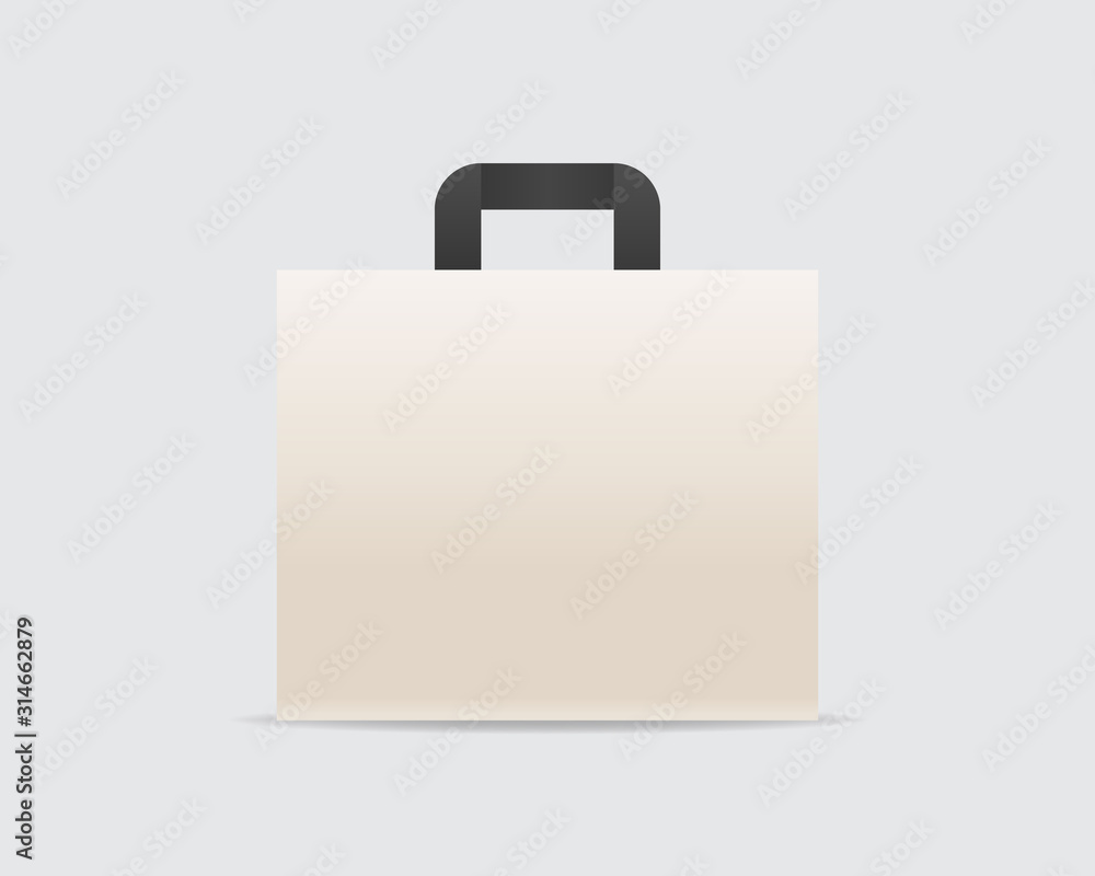 Empty shopping bag mockup. Paper shopping bag packaging. Mockup isolated. Template design. Realistic vector illustration. Empty shopping bag mockup. Paper shopping bag packaging. Mockup isolated. Template design. Realistic vector illustration.