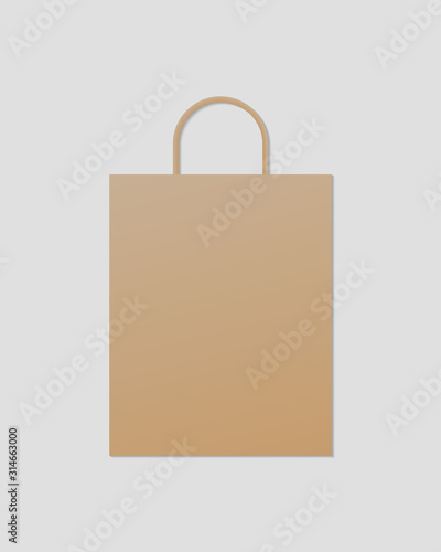 Empty paper bag mockup. Paper shopping bag packaging. Mockup isolated. Template design. Realistic vector illustration. 