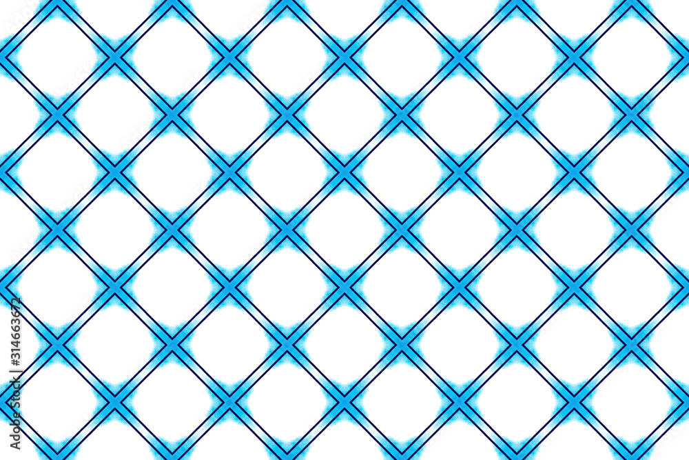 Naklejka premium Watercolor seamless geometric pattern design illustration. Background texture. In blue, black, white colors.